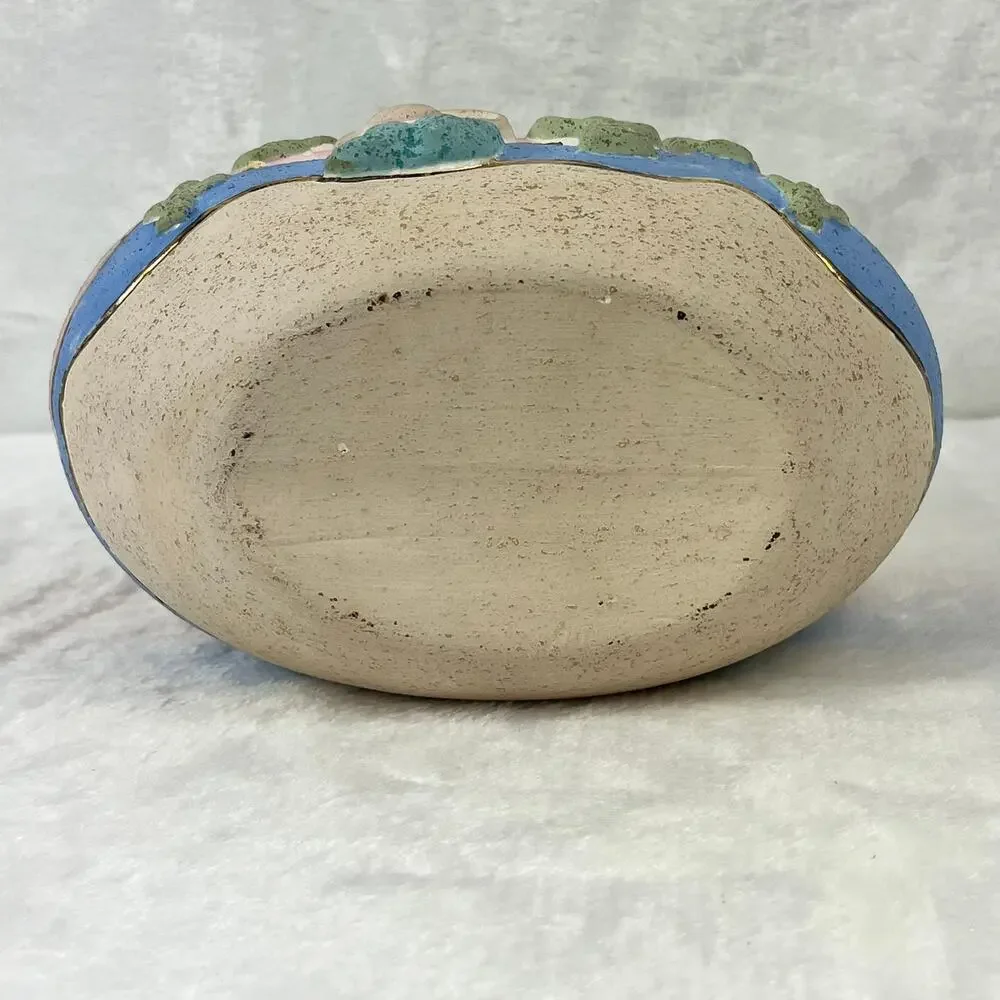Southwestern Desert Scene Pottery Vase Cactus Sunset Relief Painted 5.5 Handmade